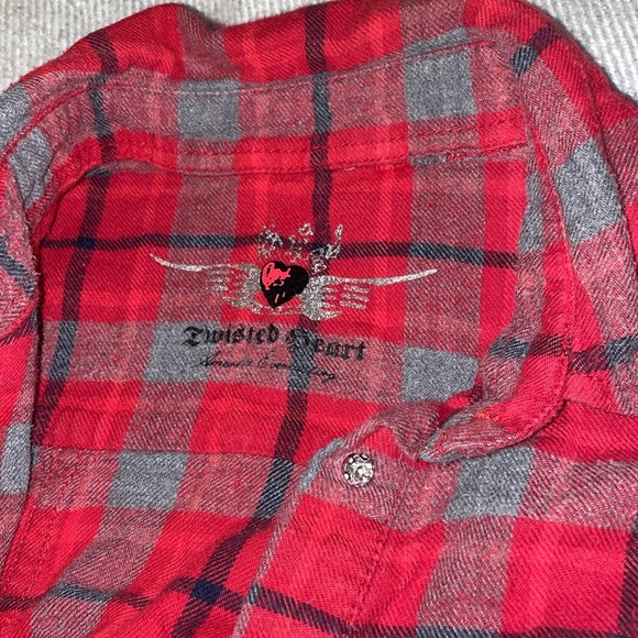 Twisted heart Plaid Flannel shirt Size S - Picture 3 of 4